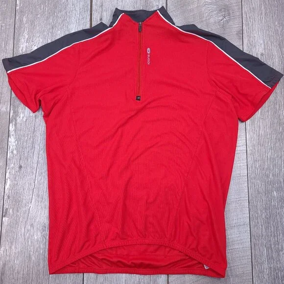 Sugoi Neo 1/4 Zip Cycling Running Jersey Mens Medium Red Short Sleeve Stretch - Picture 1 of 6